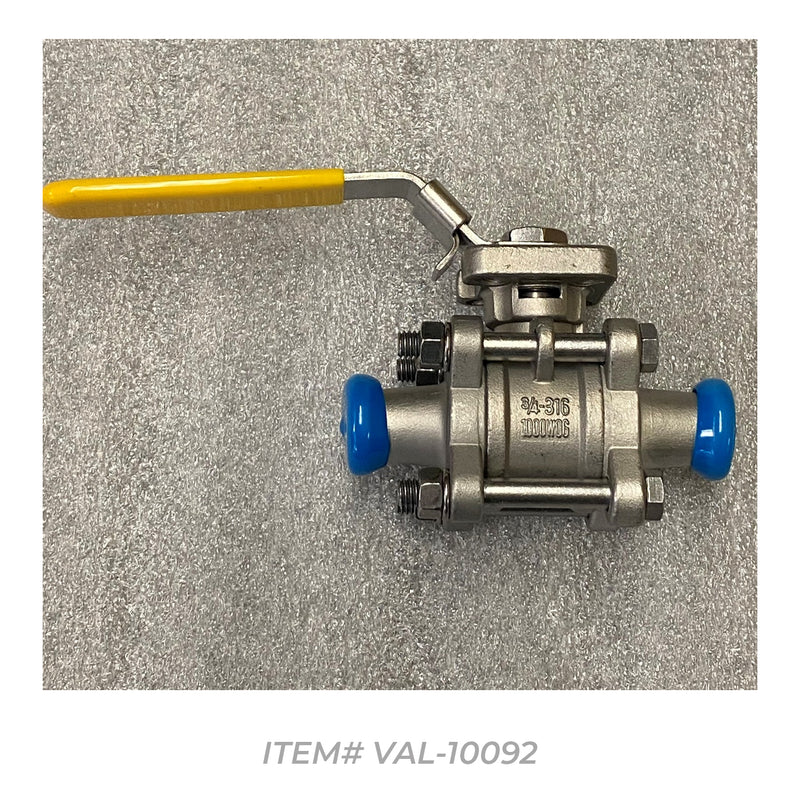3/4" T.C. BALL VALVE SS T316 CLAMP END